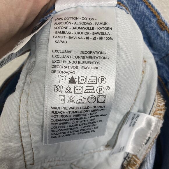 Levis 501 Shorts Womens 31 Blue Distressed Denim High Rise Cut Off Button Fly - Picture 15 of 15